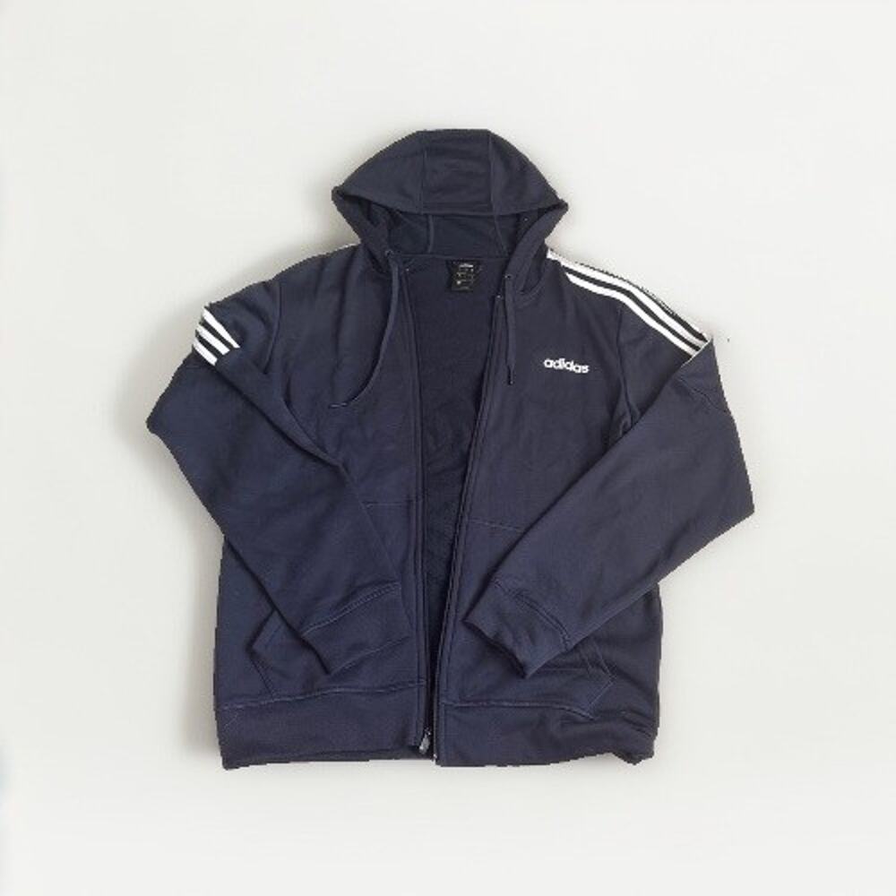 Adidas Essentials Fleece 3-Stripes Full Zip Men's Hoodie - Tech Ink (Blue) M